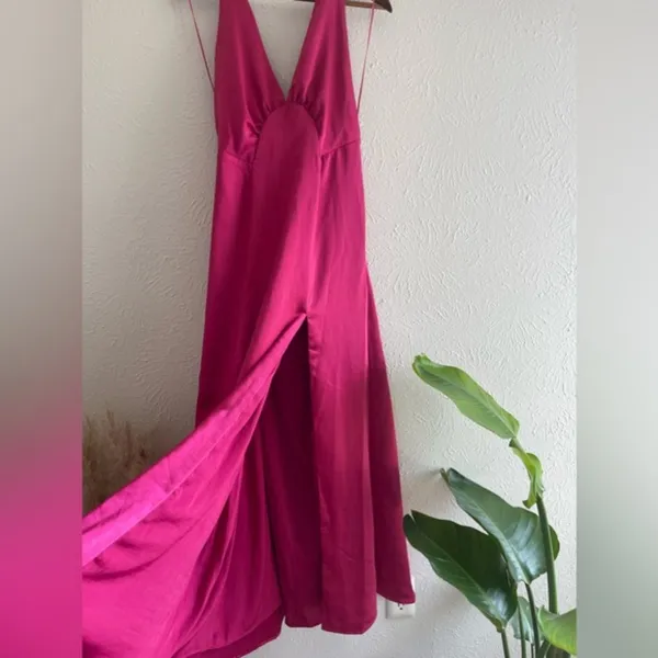 Free People Dance Till Dawn Dress Satin Halter Open Back Strangelove Sz L - Image 4