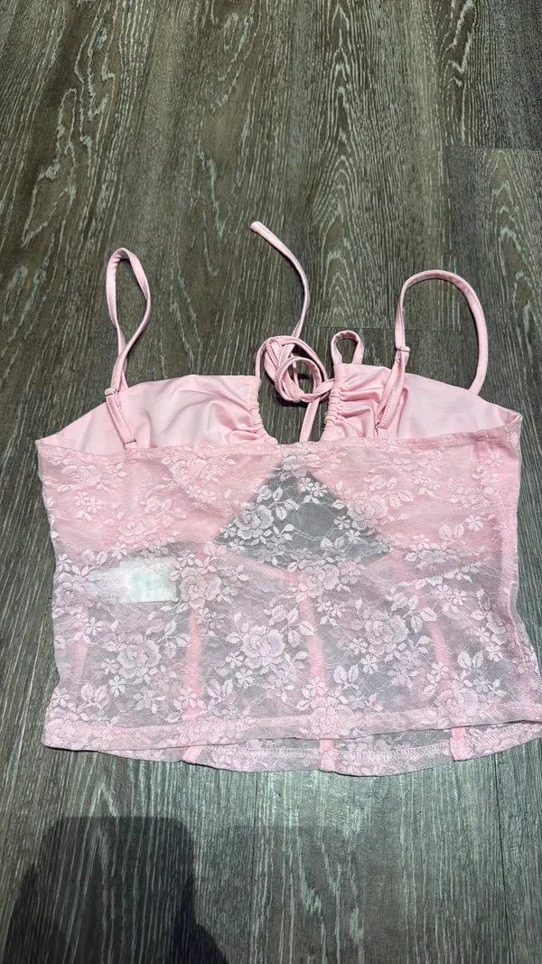 Tiger Mist Pink Lacy Top - Image 2