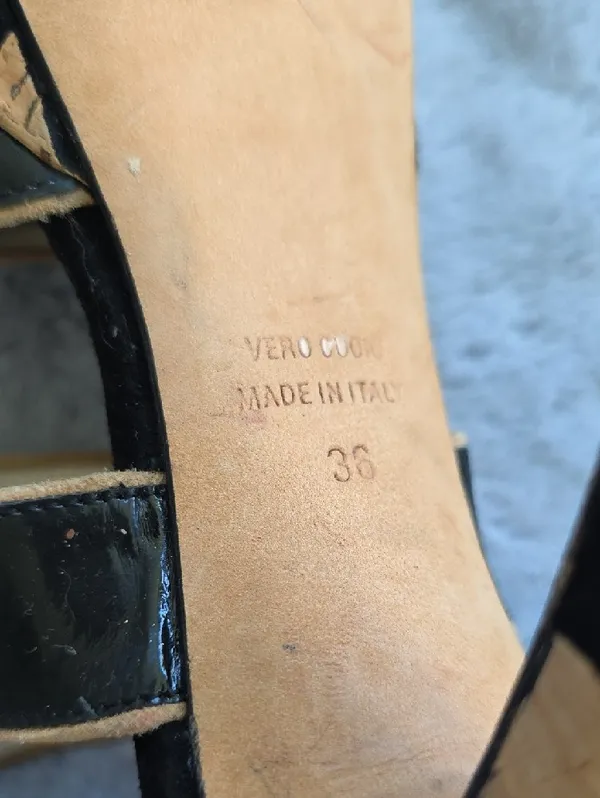 Aldo Bruè Made in Italy Black Leather Polka Dot Platform Stiletto Sandals EU 36 - Image 7