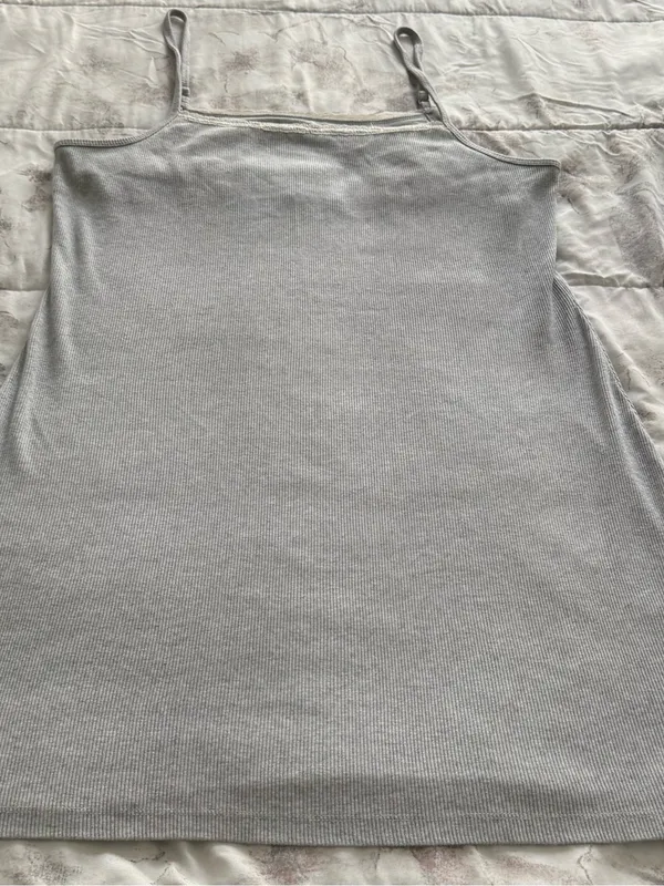 Aerie Lace-Trim Gray ribbed Camisole Slip tank dress, size XL cotton casual - Image 9