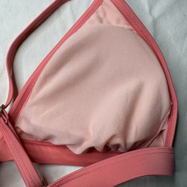 Kona Sol Pink Checkered Triangle Padded Bikini And Bottoms Size Medium New - Image 7