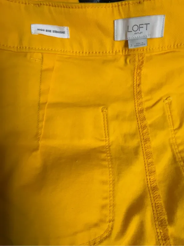 LOFT High Rise Straight Pants Size 2 Golden Yellow Stretch - Image 9