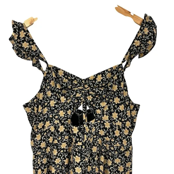 Lulus The Way to Love Dark Floral Print Ruffled Maxi Dress Sz XL Romantic Event - Image 7