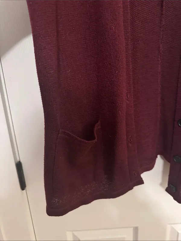American Eagle Outfitters Burgundy Cardigan with Pockets and Button Closure - Image 5