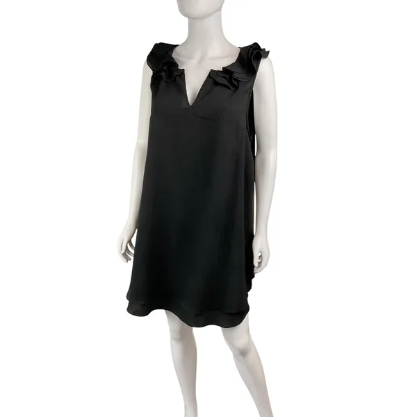 Umgee USA Black Ruffle‎ Neck Sleeveless Mini Dress Casual Party Women's Large - Image 4