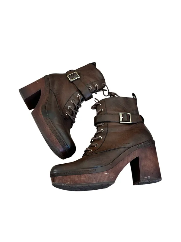 Korks Lace-up Ankle Boots Chunky Heel Platform Goth Grunge Steampunk Gorpcore - Image 5