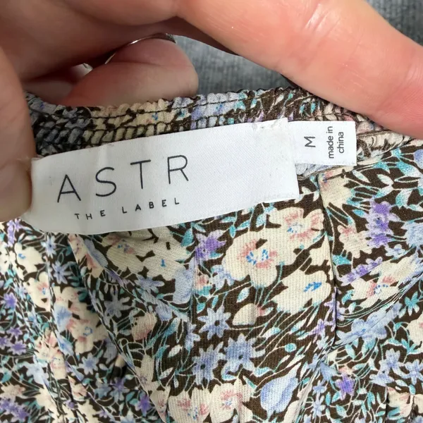 ASTR The Label Size-M Crop Top Brown Peach Floral Smocked Corset - Image 4
