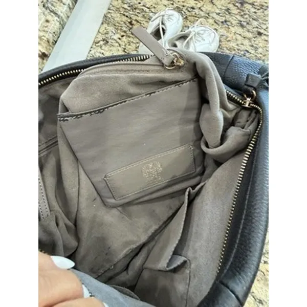 Vince Camuto Black Pebbled Leather Slouchy Hobo Crescent Shoulder Bag - Image 6