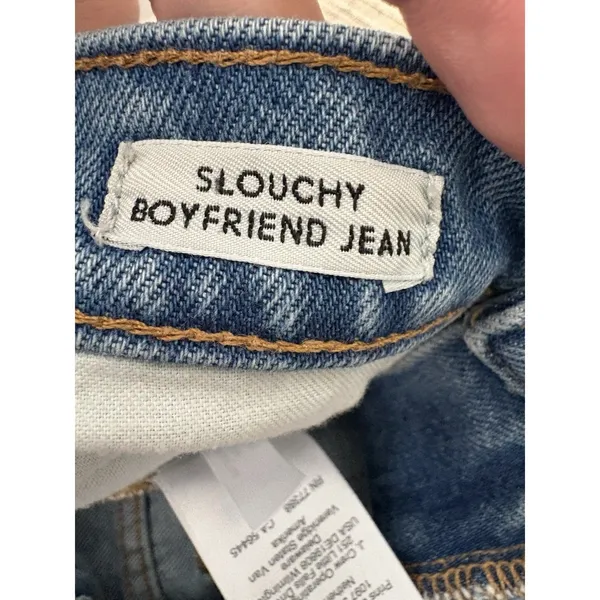 J.Crew Slouchy Boyfriend Jeans Womens 24 Blue Excellent Distressed‎ Raw Hem - Image 5
