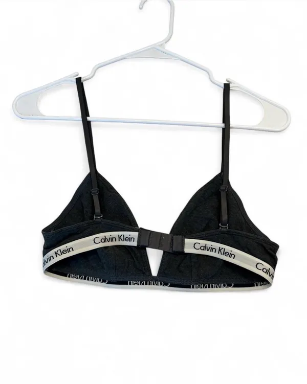 Calvin Klein Modern Cotton Unlined Triangle Bra - Black/White ~Size M - Image 3