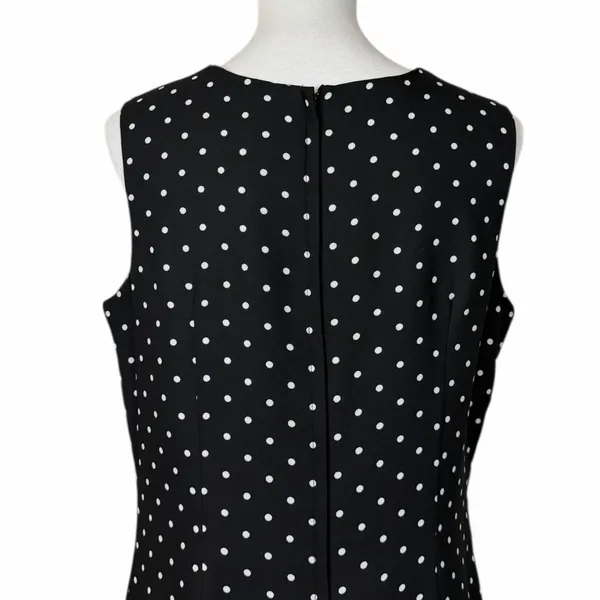 SAG Harbour Y2K Black Polka Dot Sleeveless Sheath Dress Knee Length Size 14 - Image 9