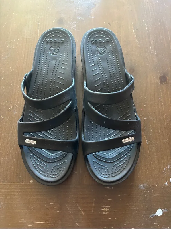 CROCS Black Dual-Strap Comfort Slides - Image 2