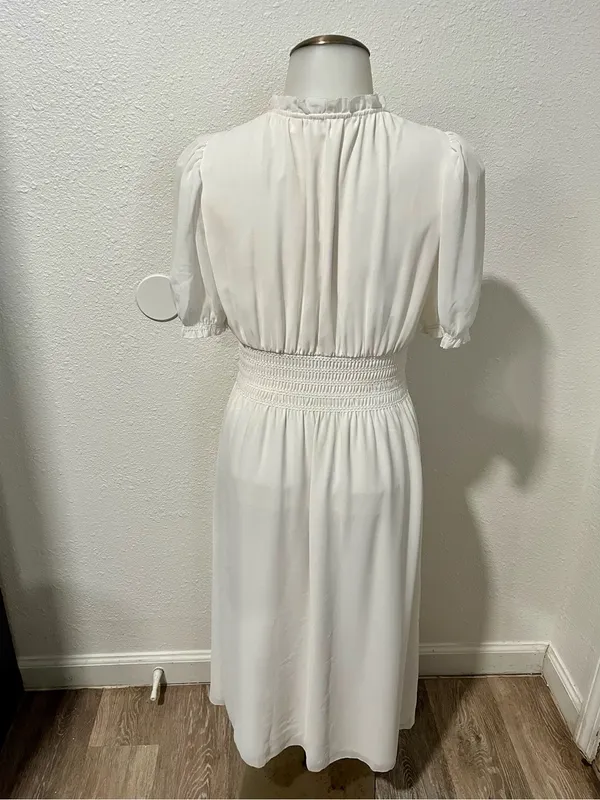 Aritzia Wilfred Daughter Dress Button-Up Puff-Sleeve Midi Dress Size XS - Image 6