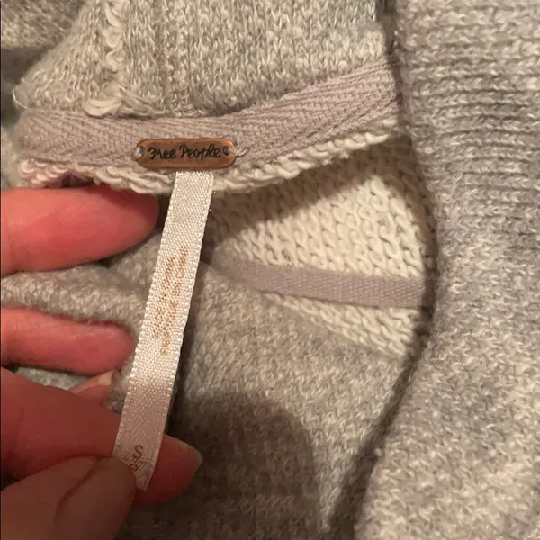 Free People Sweater Cowl Turtleneck Pullover Oversized Mixed Media Raw Grey - Image 10