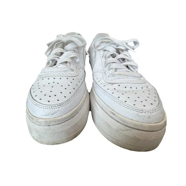 Nike Court Vision Alta Platform Sneakers Triple White Leather Women's Size 9.5 - Image 3