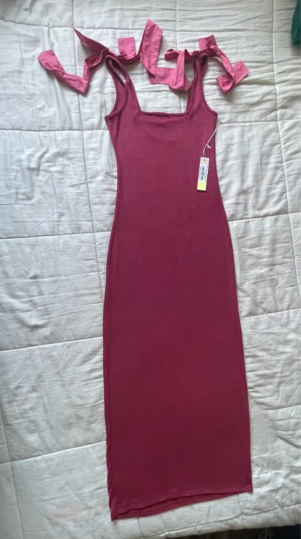 Summersalt Poplin Ribbed Tie Shoulder Dress - Image 7