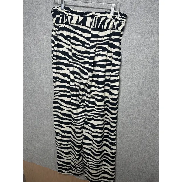K. Jordan Large‎ Womens Pants Wide Leg Zebra Print Black White Loose Flowy - Image 9