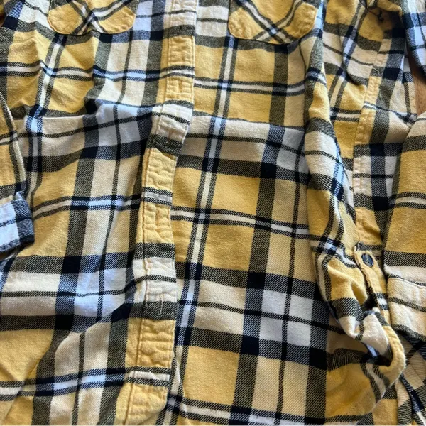No Boundaries Yellow Plaid Flannel Hoodie Shirt M (7–9) - Image 4