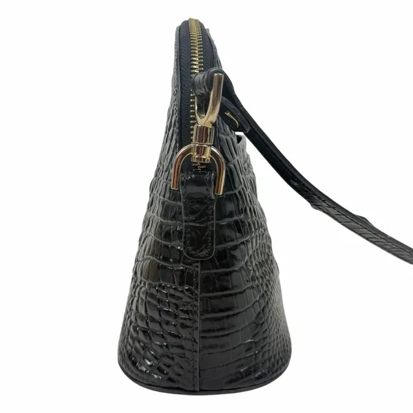 Brahmin Georgina Small Croc Embossed Leather Dome Crossbody Bag Black - Image 5