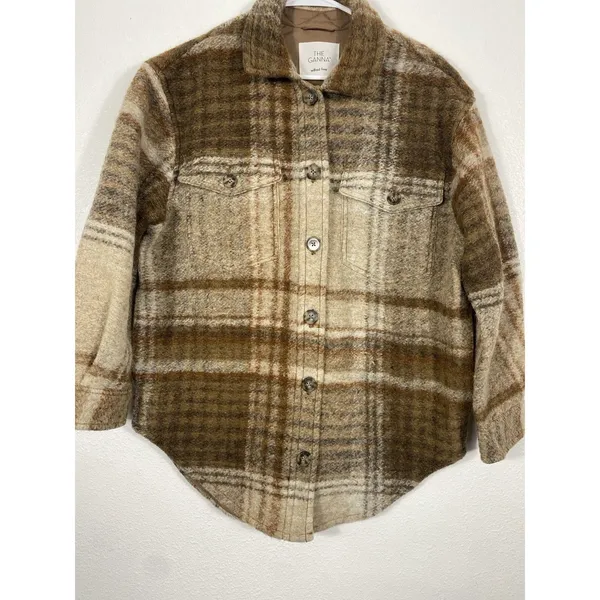 Wilfred Free Aritzia The Ganna Womens Wool Plaid Shacket Jacket M Oversized - Image 6