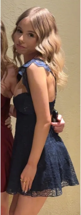 Altar'd State navy and Gold mini Dress - Image 2