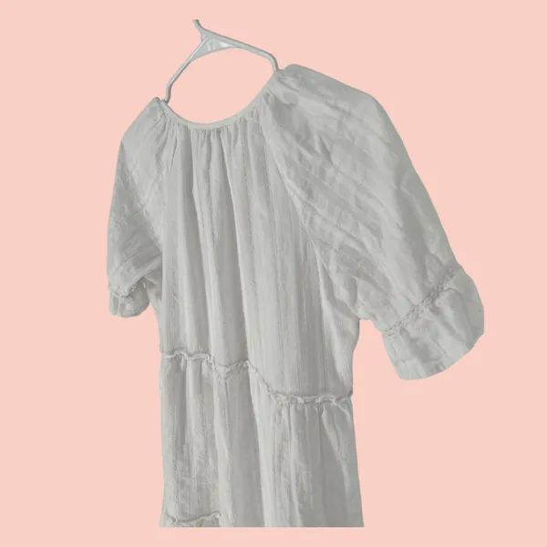 KATE & SAM Tiered Mini Dress Women‎ Size S White Eyelet Ruffle Lace Boho Summer - Image 10
