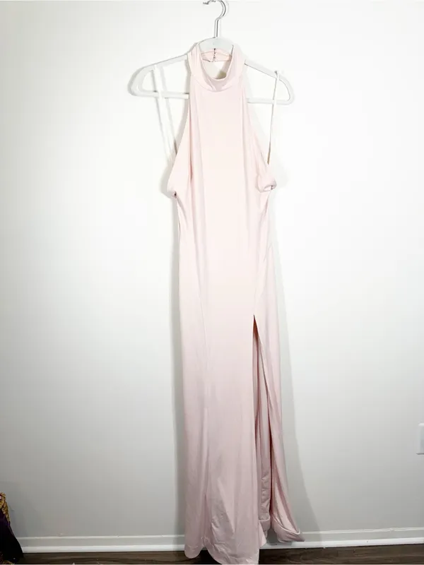 NWT House Of CB Juliette Blush Pink Halter Gown Maxi Dress Medium - Image 4