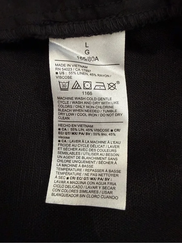 Old Navy Linen Blend Black Taylor Wide Leg Trouser Pants, Sz Large - Image 10