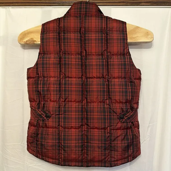 Eddie Bauer Womens Small‎ Puffer Vest Weatheredge Red Plaid Goose Down Full Zip - Image 3