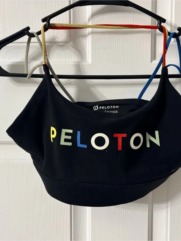 Peloton Black Sports Bra with Multicolor Lettering - Image 2
