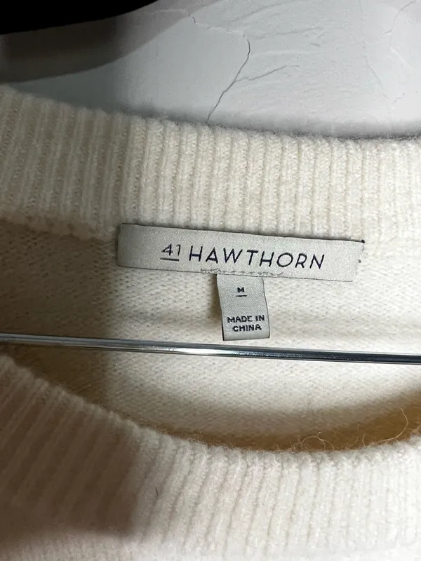 41‎ Hawthorn Roma Textured Cream Gray Striped Wool Alpaca Blend Sweater - Image 5