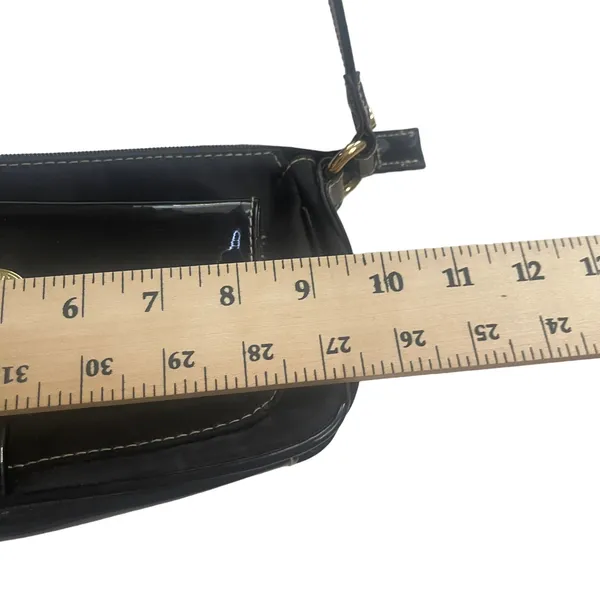 Isaac Mizrahi‎ Black Patent Leather Y2k Small Shoulder Bag Purse - Image 5
