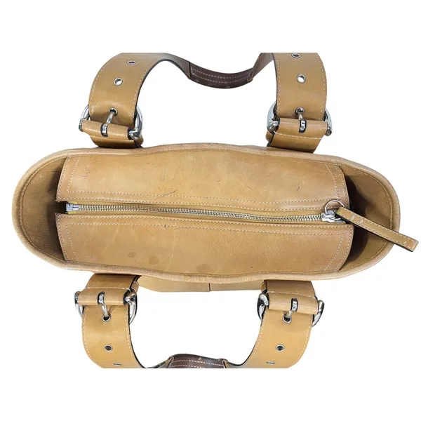 Coach Tan Leather Tote Shoulder Bag Adjustable Strap Hangtag Large Purse - Image 7