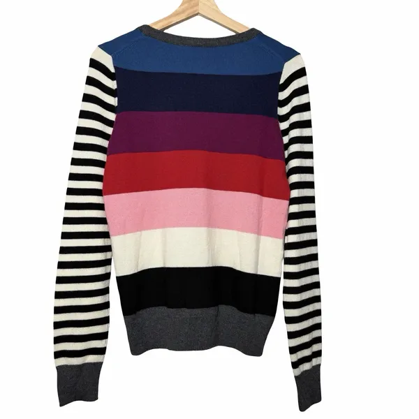 Gap Women's Small Rainbow Stripe Multicolor Merino Wool Blend Crewneck Sweater - Image 3