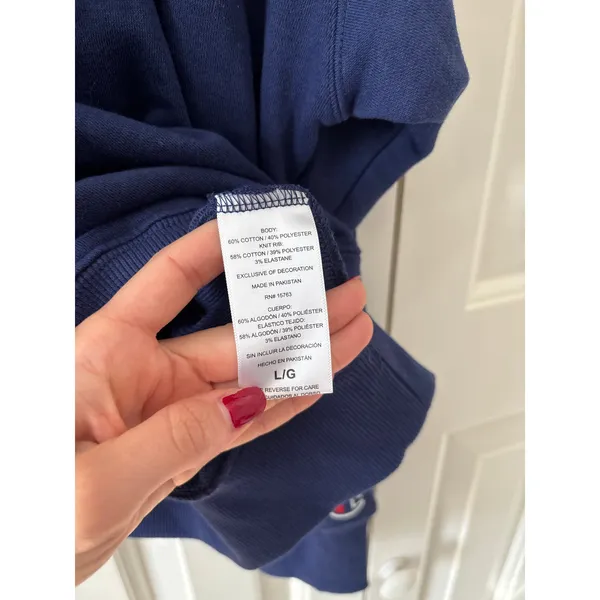 Champion Navy Blue Pullover Button Down Shirt L - Image 7