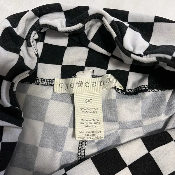EYE CANDY Black & White Checkered Soft Leggings Gameday Racing Sz S EUC - Image 4