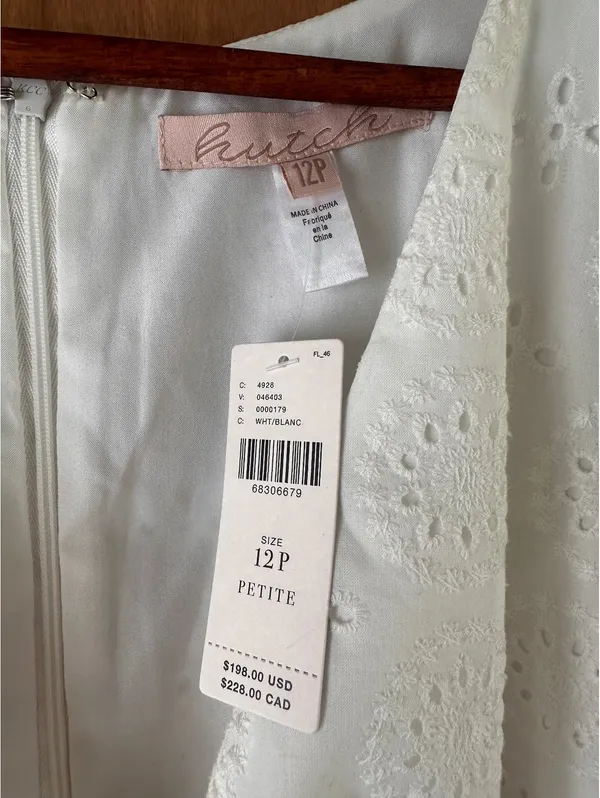 NWT Hutch Anthropologie White Eyelet Cutout Maxi Dress Puff Sleeve Women’s 12 P - Image 8
