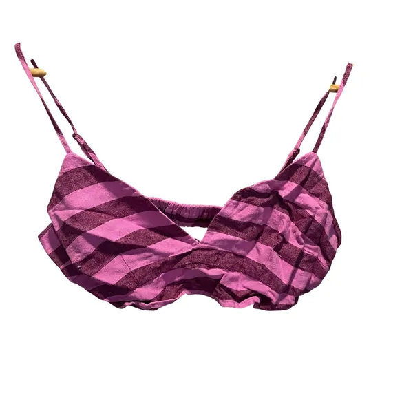 A New Day Womens Pink Purple Striped Bralette Crop Top Size‎ M Adjustable Straps - Image 5