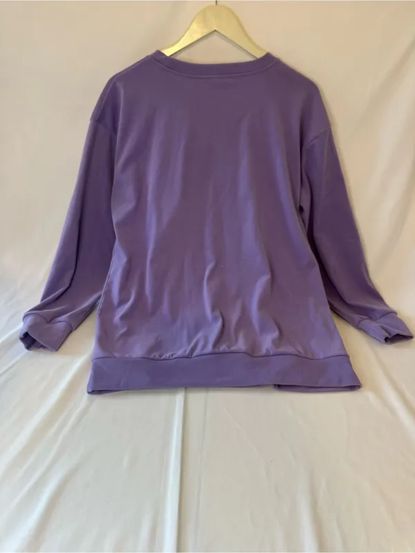 Women's Lavender Crewneck Pullover Sweatshirt Purple Size L - Image 3