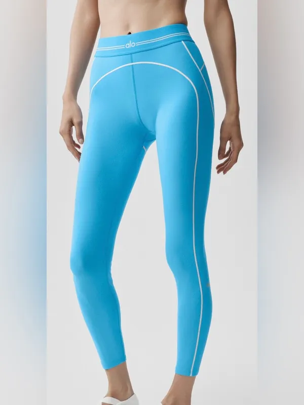 ALO Yoga Airbrush High Waist 7/8 Heart Throb Leggings Azure Blue White Size S - Image 2