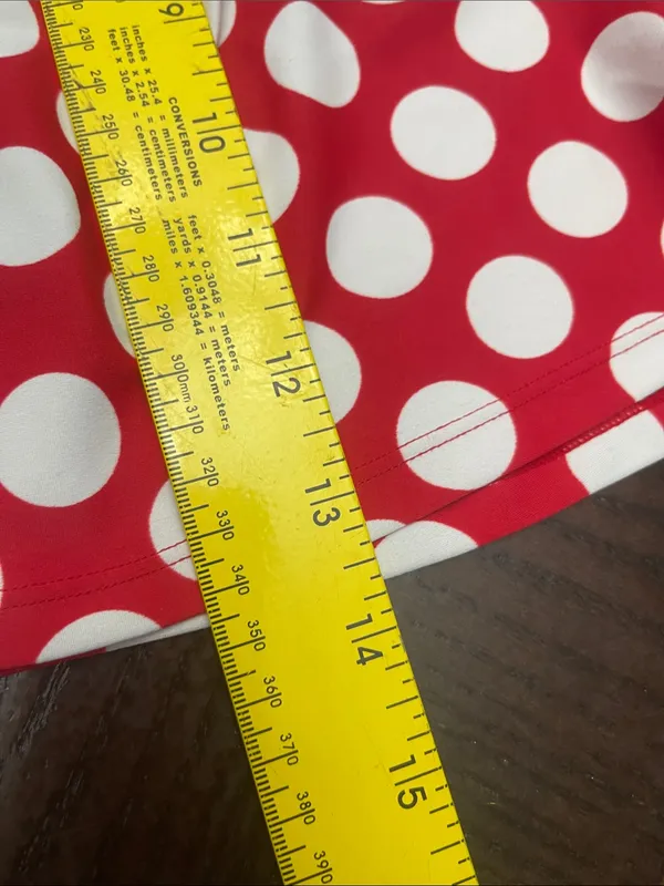 Minnie inspired Polka Dot nylon Red Skater Skirt with Black Waistband - Image 3