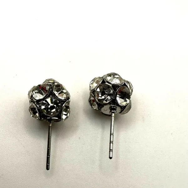 Rhinestone disco ball post earrings Silver - Image 4