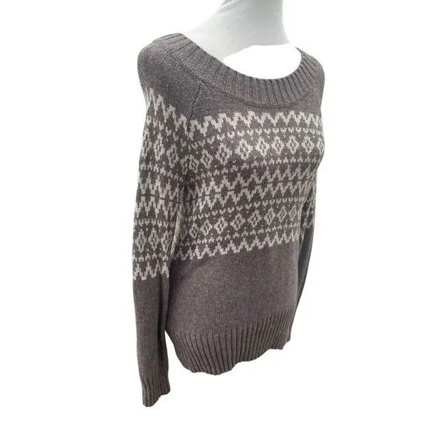 Royal Robbins Women’s Medium Fair Isle Knit Sweater Light Brown Yak Wool Blend - Image 5
