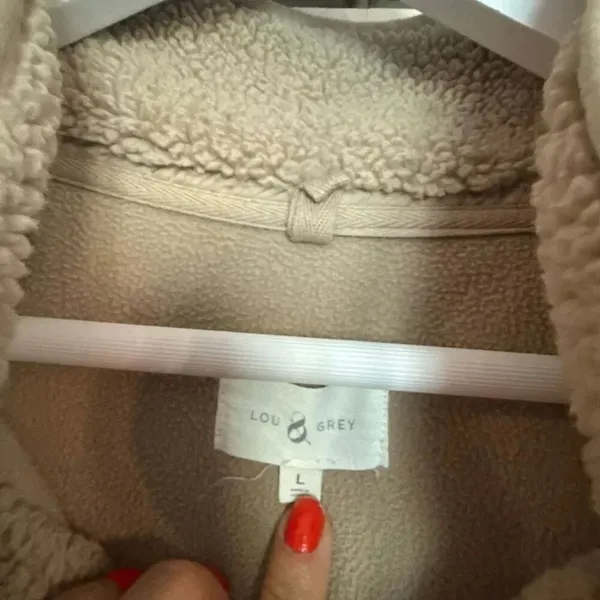 Lou & Grey Loft tan Sherpa oversized pullover fleece large - Image 3