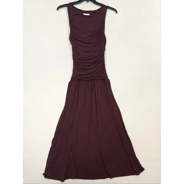 Summer Away Patmos Dark Walnut brown ruched maxi dress XS - Image 4