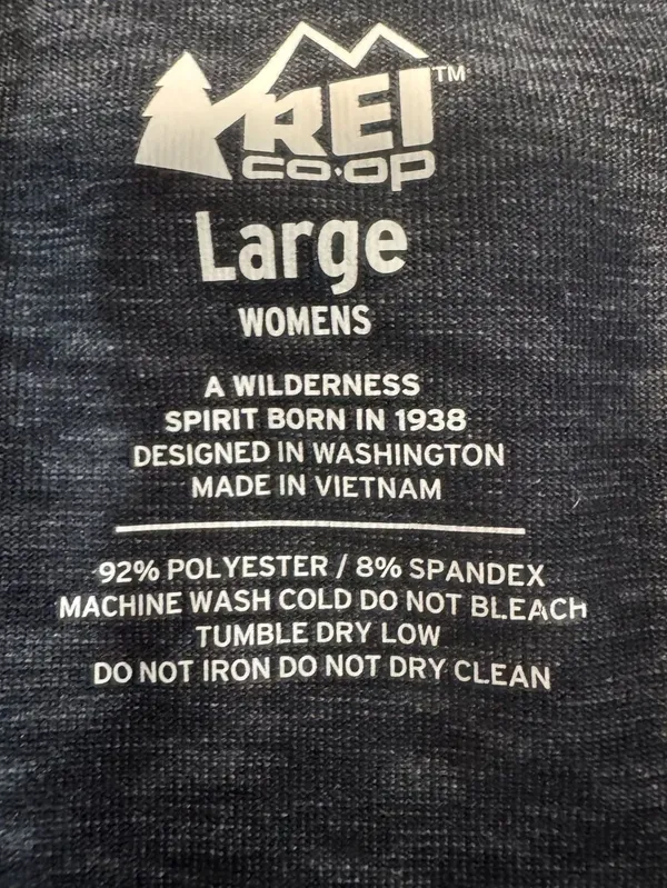 REI Co-op Womens Large Top Midweight Base Layer Crew Long Sleeve Black Gray - Image 4