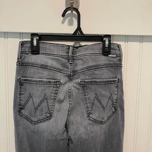 MOTHER The Zip Stunner Two Step Fray Jeans Womens 27 Grey Edgy Skinny High Rise - Image 6