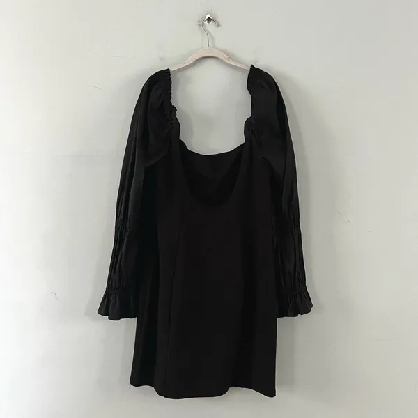 NWT A Loves A Obsidian Black Puff Long Sleeve Open Back Mini Dress‎ - Image 4