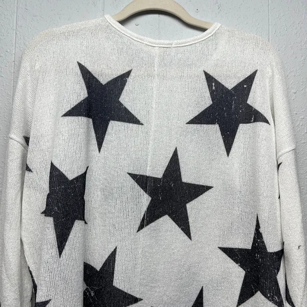 Altar'd State Star Print Knit Sweater Womens Small Stretch Oversized Patriotic - Image 10