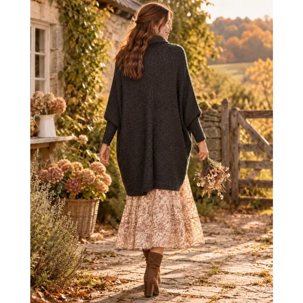 Anthropologie SLEEPING ON SNOW Primula Cocoon Cardigan Charcoal Gray Wool Large - Image 7